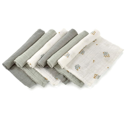 Jané muslin cloths 6 pcs, with cotton and bamboo, 35 × 35 cm, green
