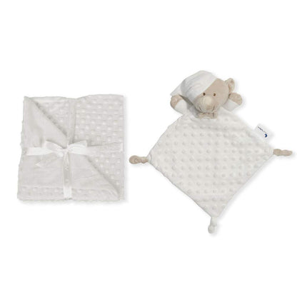 Interbaby baby blanket and teddy bear set, 80 × 110 cm, cream