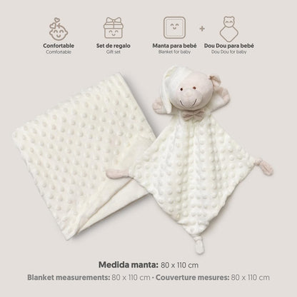 Interbaby baby blanket and teddy bear set, 80 × 110 cm, cream