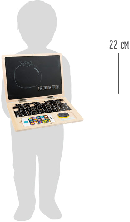 Small Foot wooden play laptop with magnetic and chalkboard