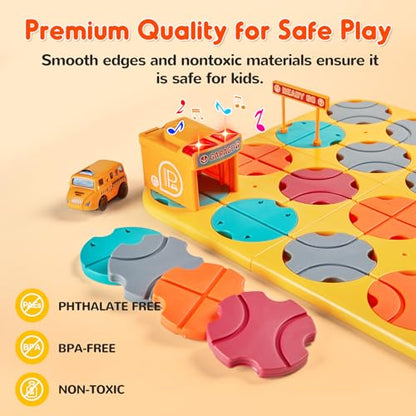 SGILE 24-piece STEM tea design game for children, engineering vehicle themed