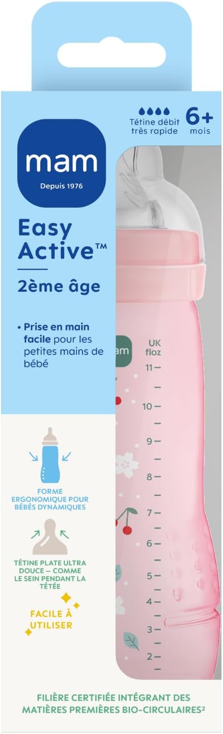 MAM Easy Active lutipudel 330 ml, kiire vooluga, alates 6. elukuust, roosa