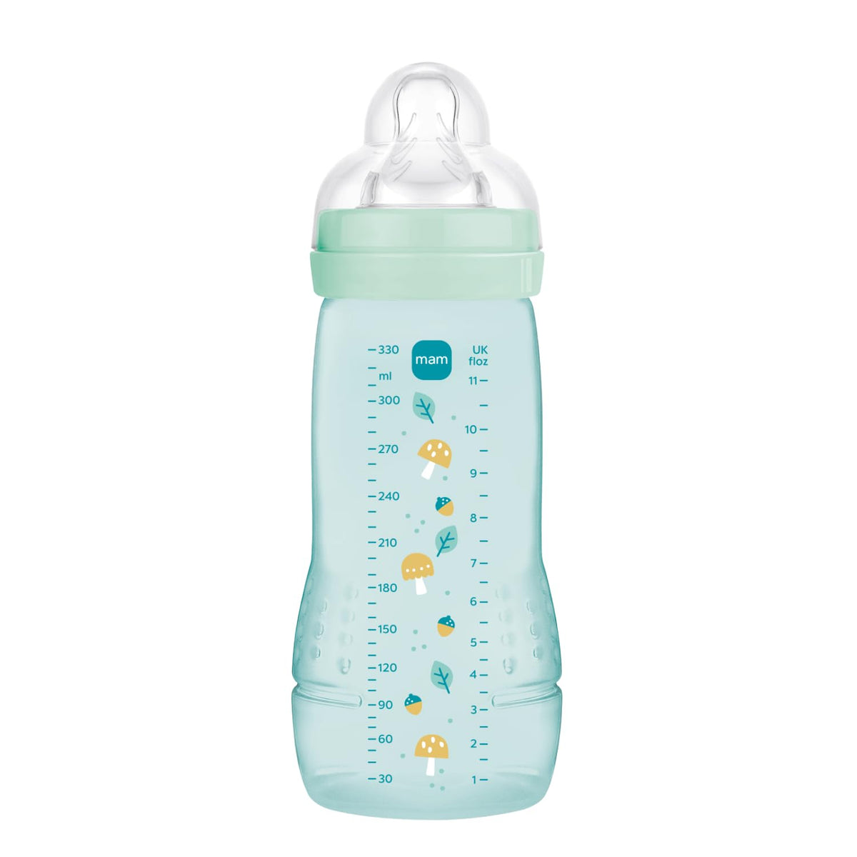 MAM Easy Active lutipudel 330 ml, X-lutt paksudele vedelikele, 6+ kuud, türkiis