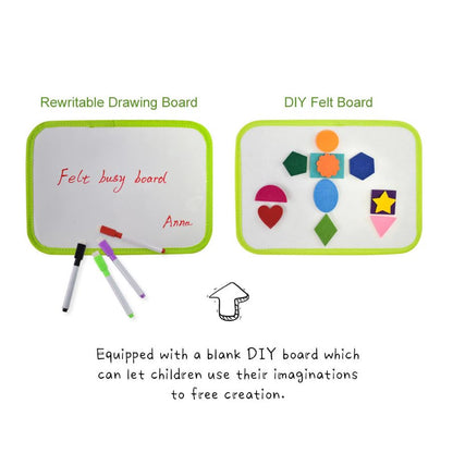 Montessori felt Busy Board sensory suitcase, 7 panels, for children 1–7 years, green