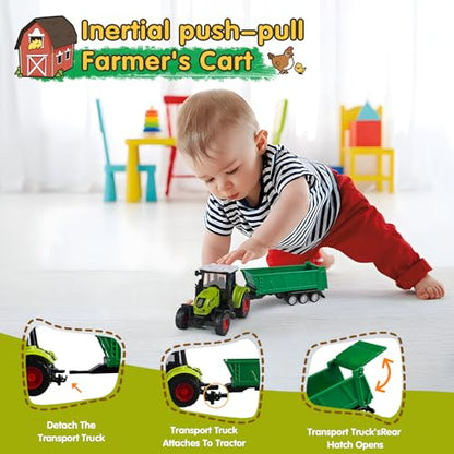 Plunack Montessori 3-in-1 learning and motor skills toy for babies, farm set with tractor