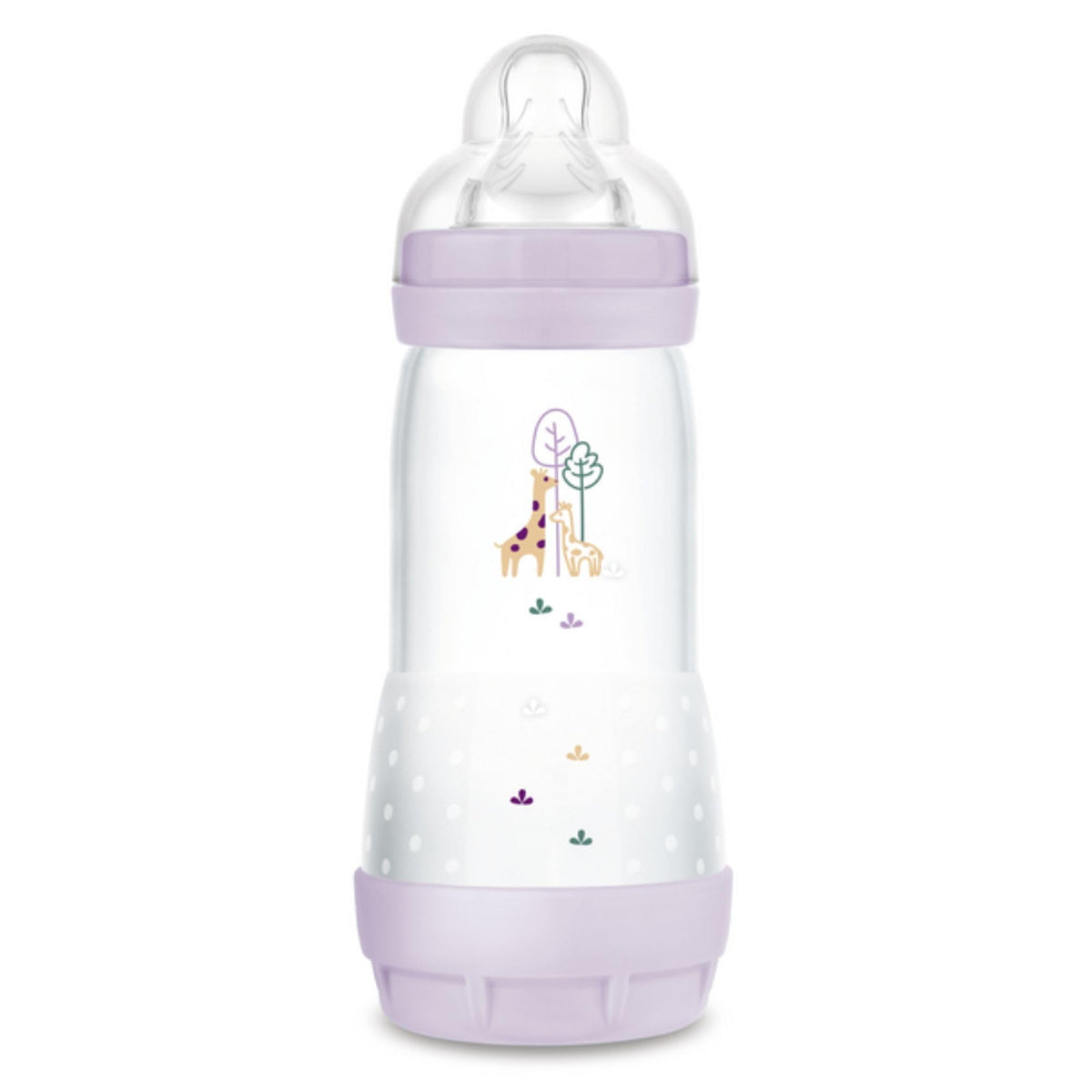 MAM Easy Start koolikutevastane lutipudel 320 ml, 4+ kuud, kiire vool, lilla