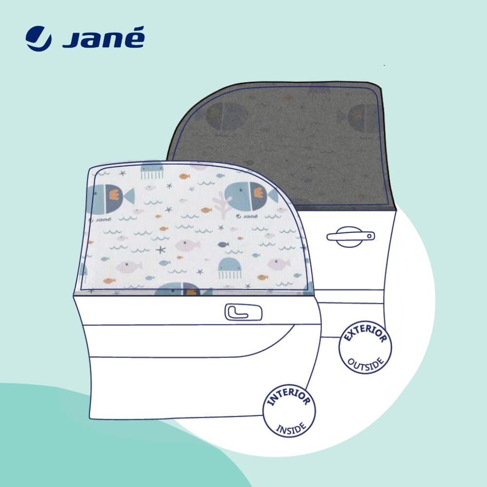 Jané car curtain set, with UV and insect protection, 2 pcs, size L, ocean-themed