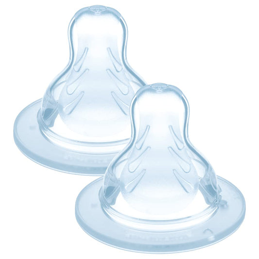 MAM pacifier nipples for baby bottles 6+ months, X-Flow silicone replacement nipples (2 pcs), extra fast flow