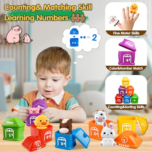 Plunack Montessori 3-in-1 learning and motor skills toy for babies, farm set with tractor