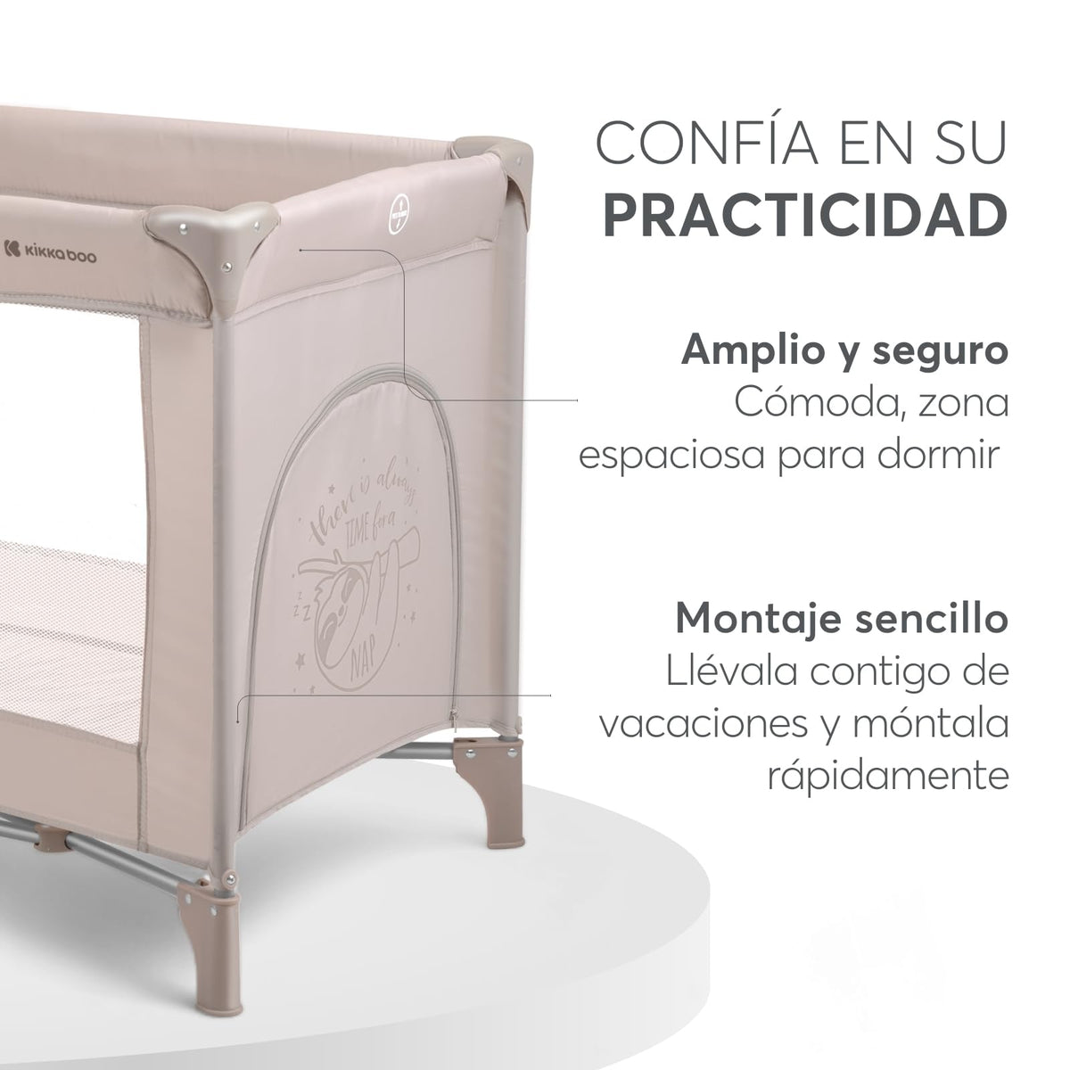KikkaBoo SO Gifted travel cot, foldable, 120 × 60 cm, beige