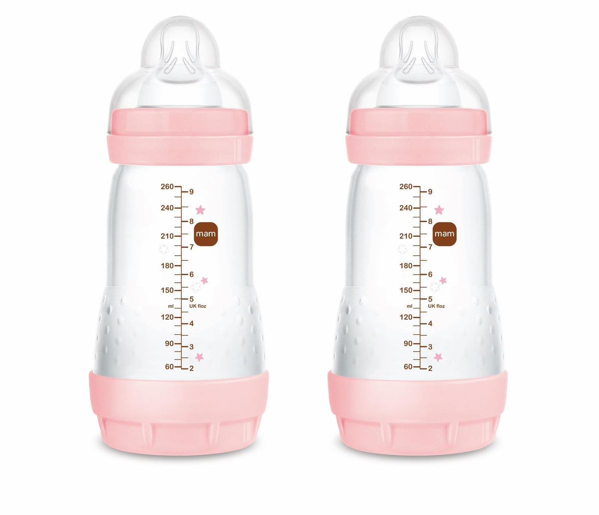 MAM Easy Start Anti-Colic lutipudelite komplekt 2 tk, 260 ml, roosa, 2+ kuud