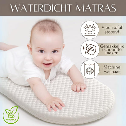 SEBRAM Luxe changing mat and baby basket with extra travel mattress, foam mattress and waterproof cover, cotton rope (beige)