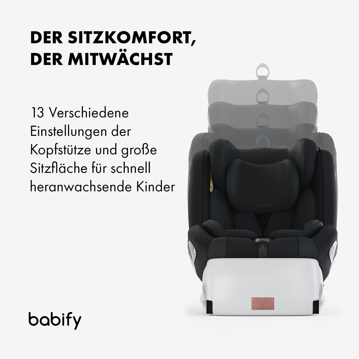 Babify Onboard 360° rotating car seat, Isofix, i-Size 40–150 cm, black/dark grey