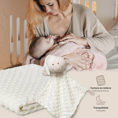 Interbaby baby blanket and teddy bear set, 80 × 110 cm, cream
