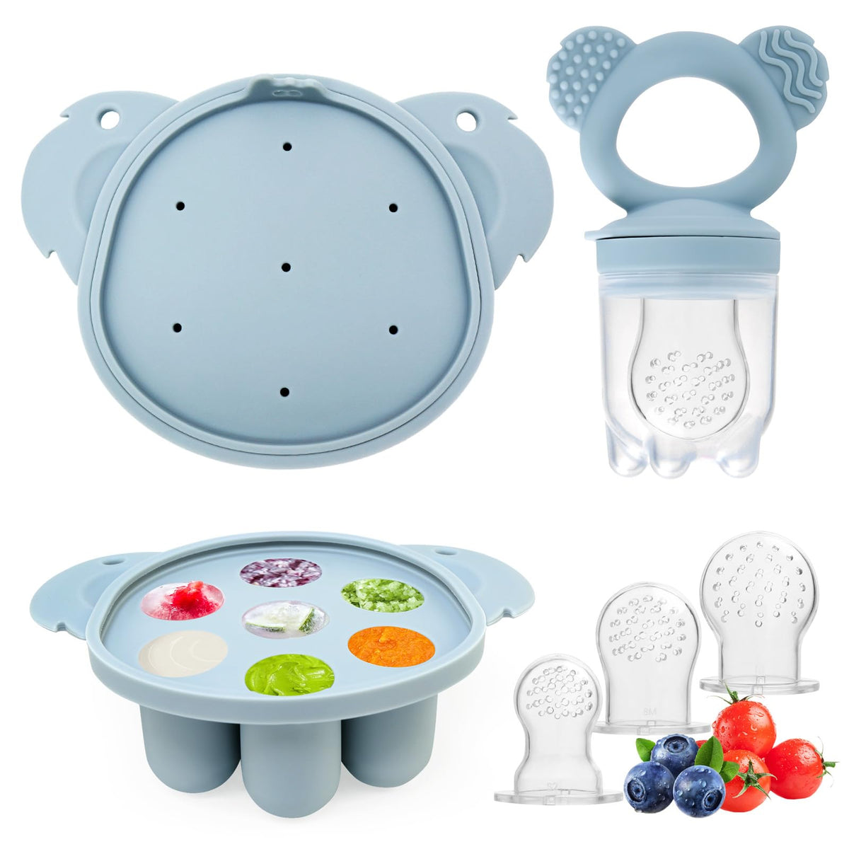 JoyPlus puuviljalutt BFS-Nipple, alates 3+ kuud, tolmune sinine (Staubblau)