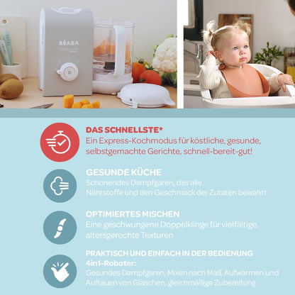 Béaba Babycook Express 4-ühes beebitoidu valmistaja, Baltikblau, 1250 ml