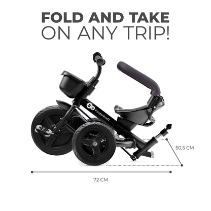 Kinderkraft AVEO foldable tricycle for ages 9 months to 5 years, grey