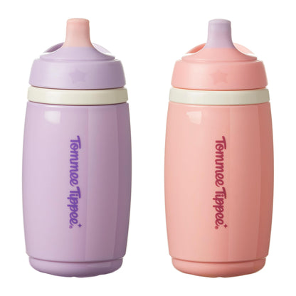 Tommee Tippee isoleeritud joogitass nokaga 266 ml, 2 tk, roosa ja lilla, 12+ kuud