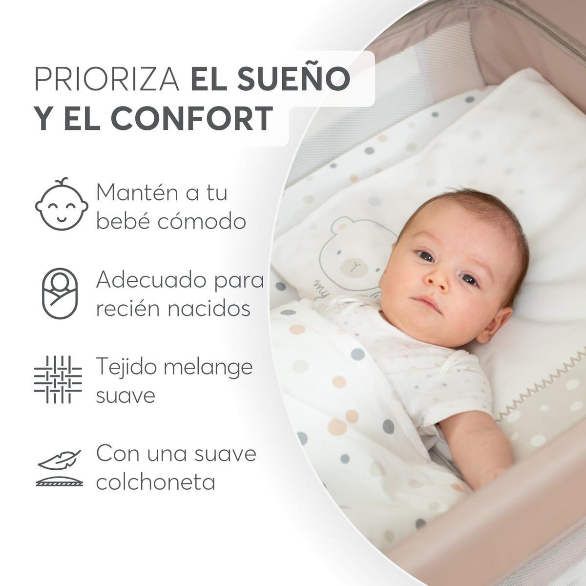 KikkaBoo SO Gifted travel cot, foldable, 120 × 60 cm, beige