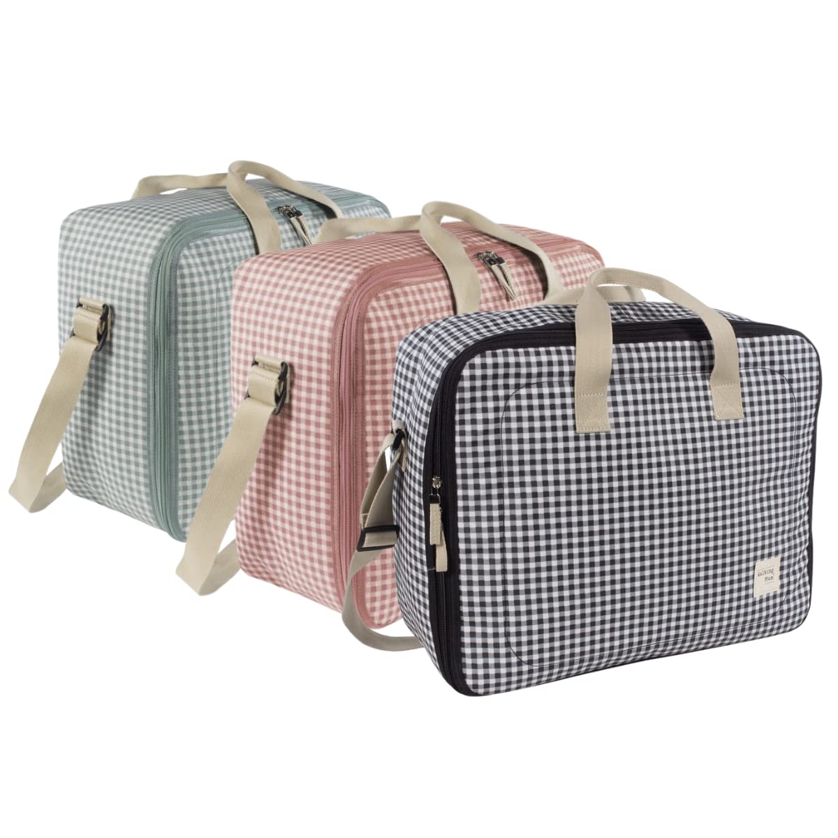 Walking Mum “I Love Vichy” maternity hospital and baby essentials bag, green (49 × 37 × 17 cm)