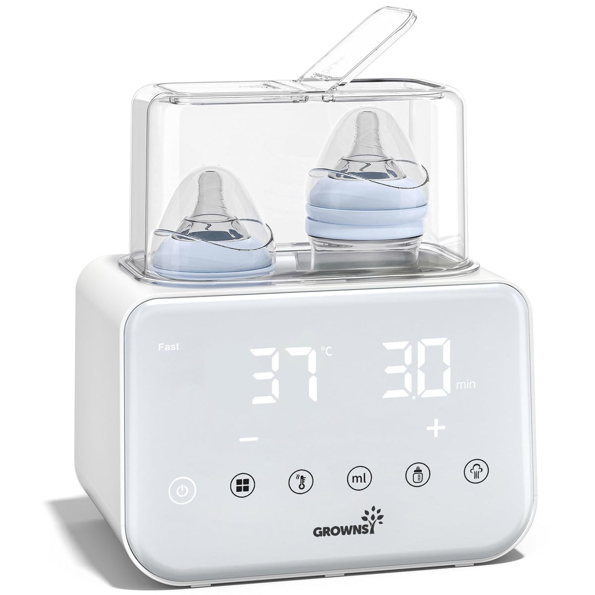 GROWNSY 10-in-1 bottle warmer and sterilizer, white