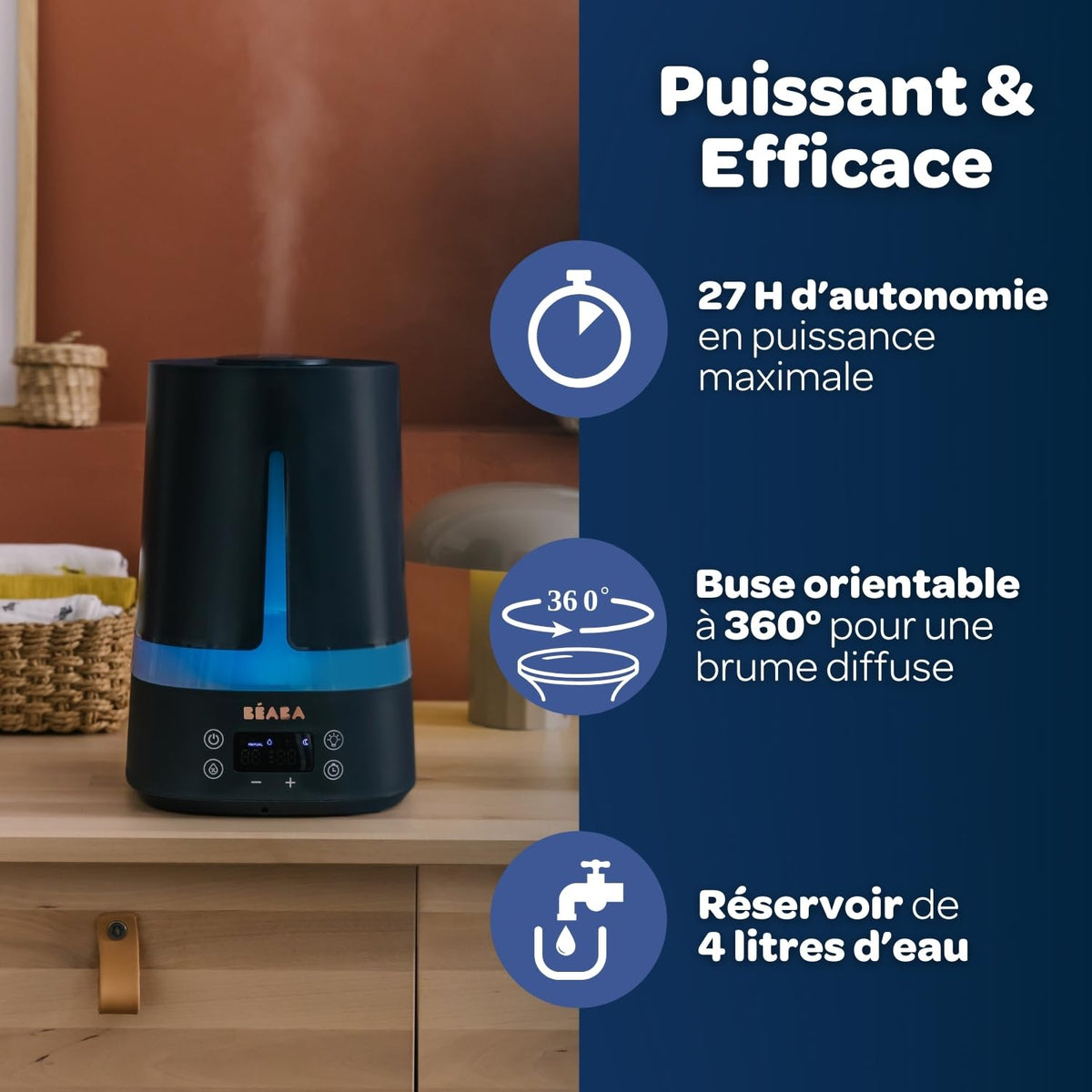 Béaba Zen Air humidifier with night light, 4 L, blue