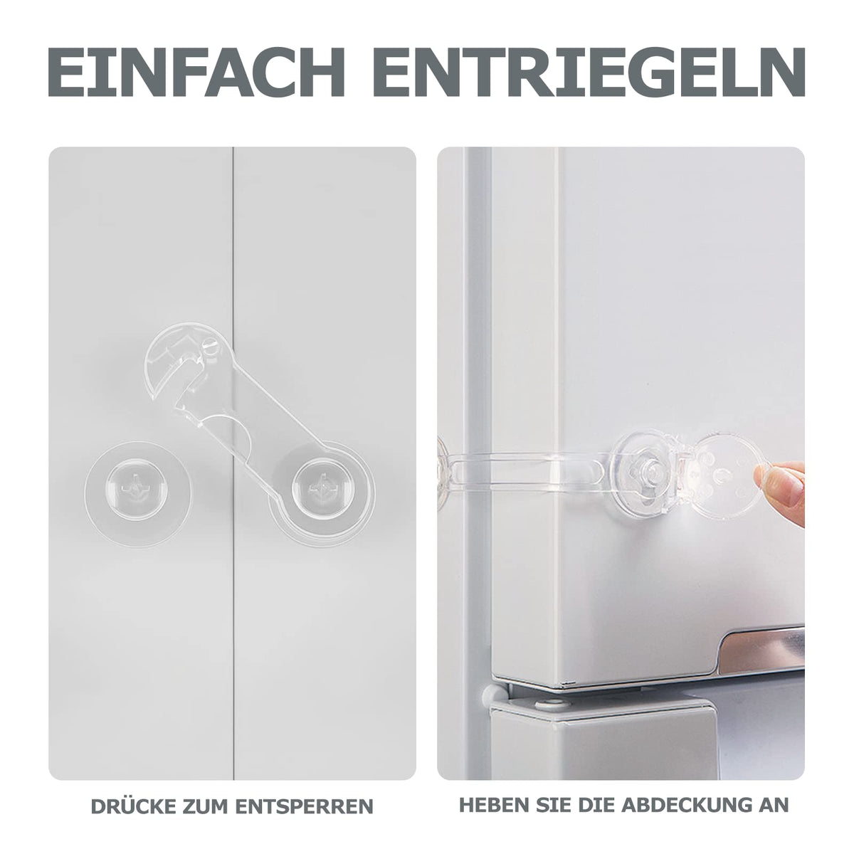 BillyBath transparent cabinet locks for child safety (10 pcs, 2 types)