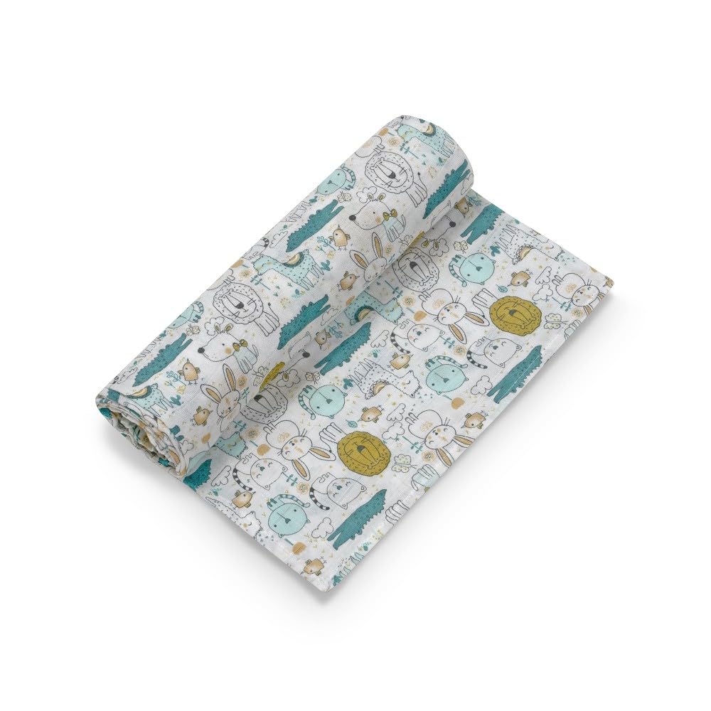 Interbaby bamboo muslin blanket for babies, 120 × 120 cm, 3 pcs, animals