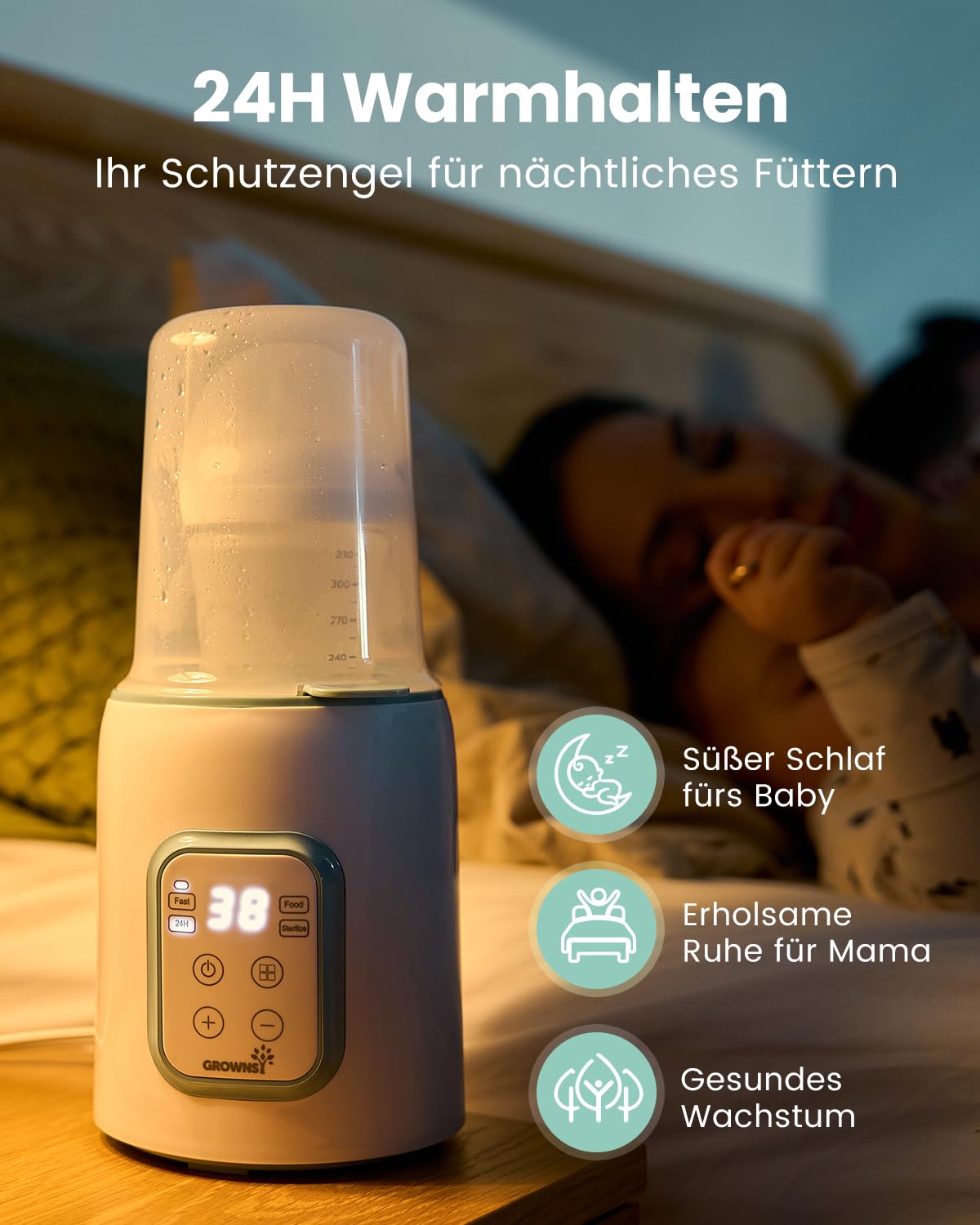 GROWNSY 8-in-1 fast bottle warmer