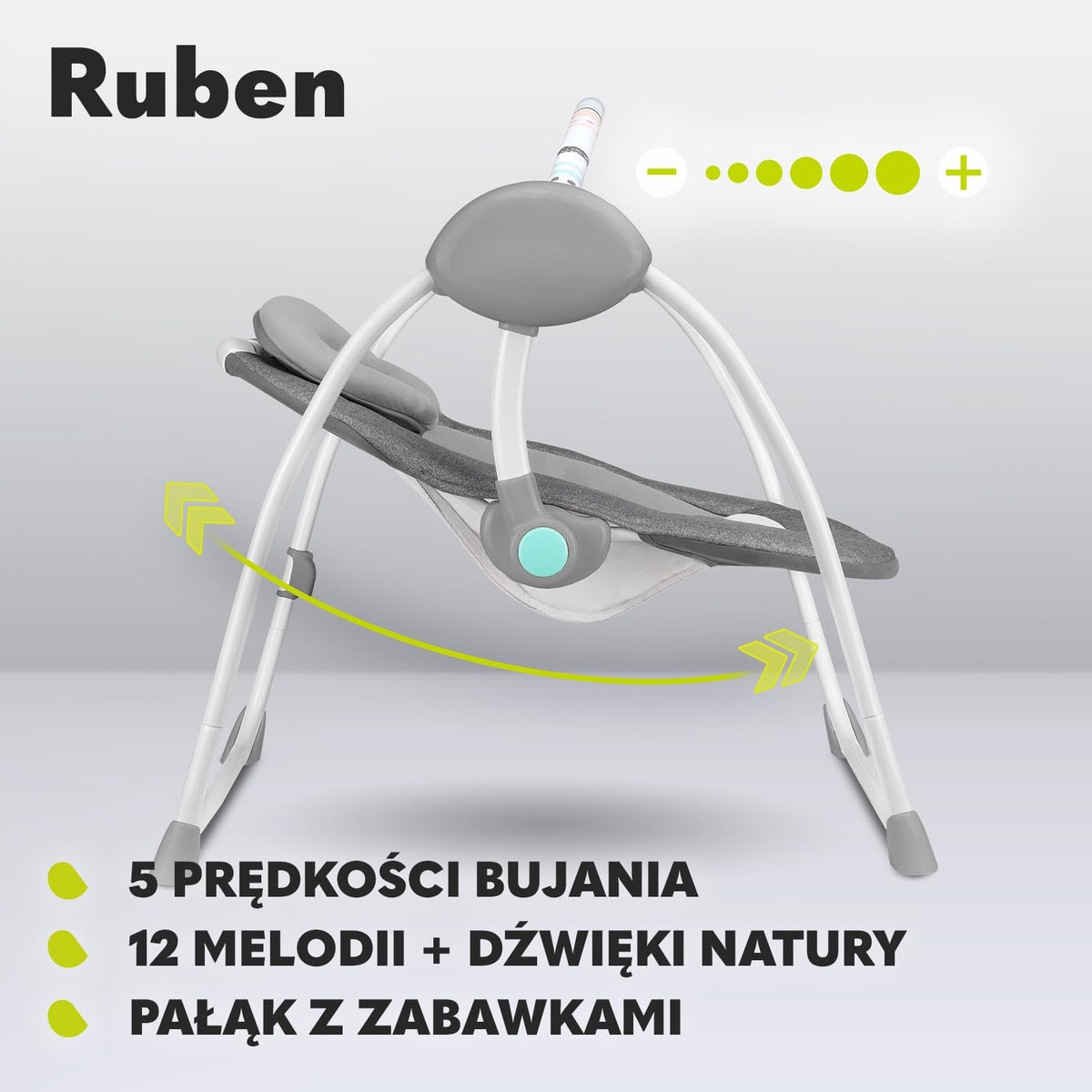 Lionelo Ruben electric baby rocker, up to 9 kg, grey-turquoise