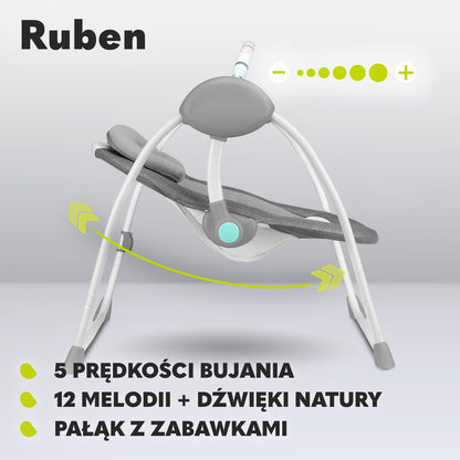 Lionelo Ruben electric baby rocker, up to 9 kg, grey-turquoise