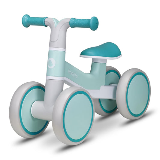 Lionelo VILLY balance bike for 1–3 year olds, 4 wheels, turquoise blue
