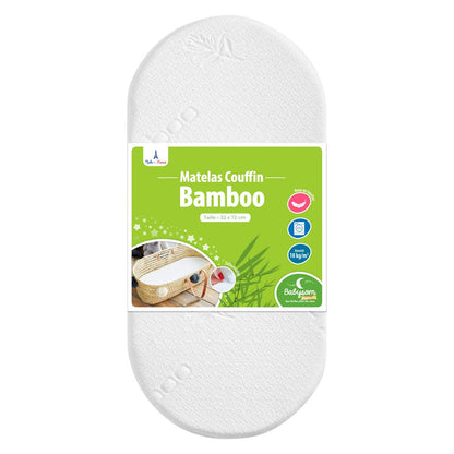 Babysom bamboo viscose mattress for cradle and stroller basket, 72 × 32 cm