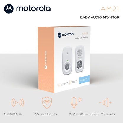 Motorola Nursery AM21 audio baby monitor with DECT technology, white