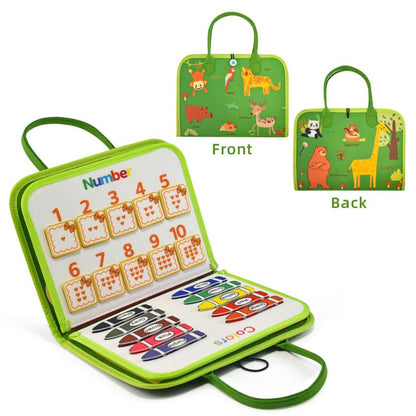 Montessori felt Busy Board sensory suitcase, 7 panels, for children 1–7 years, green