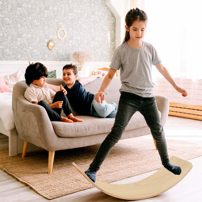 Montessori tasakaalulaud lastele, naturaalne puit (82 × 30 cm)