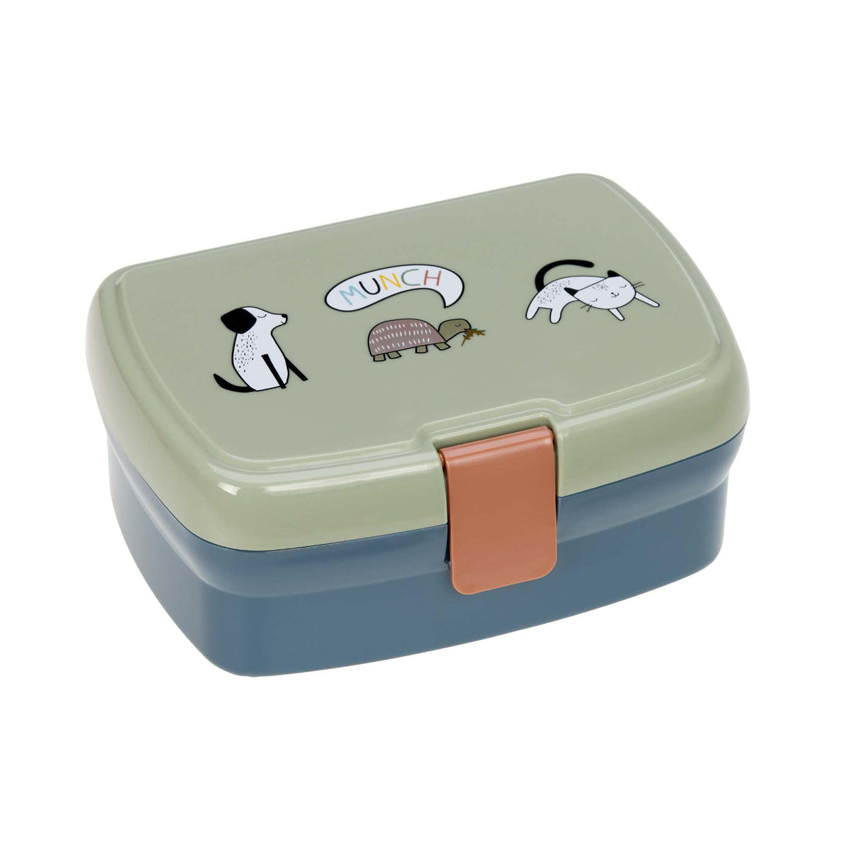 LÄSSIG children's lunch box with removable divider, Happy Prints, blue