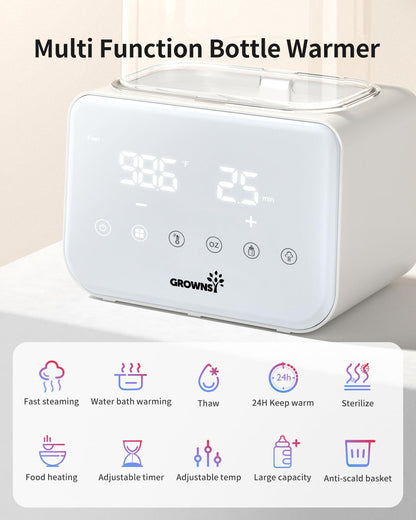 GROWNSY 10-in-1 bottle warmer and sterilizer, white
