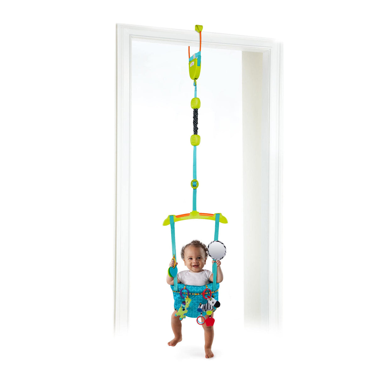 Bright Starts Bounce 'n Spring Deluxe door bouncer for baby, with toys