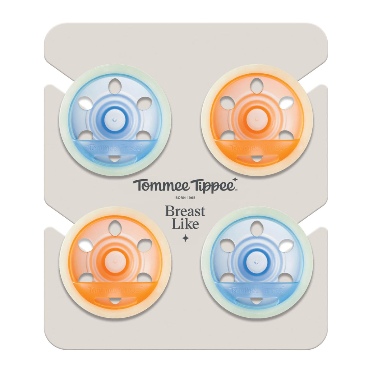 Tommee Tippee Breast-Like Night lutt vastsündinule 0–6 kuud, helendav, 4 tk