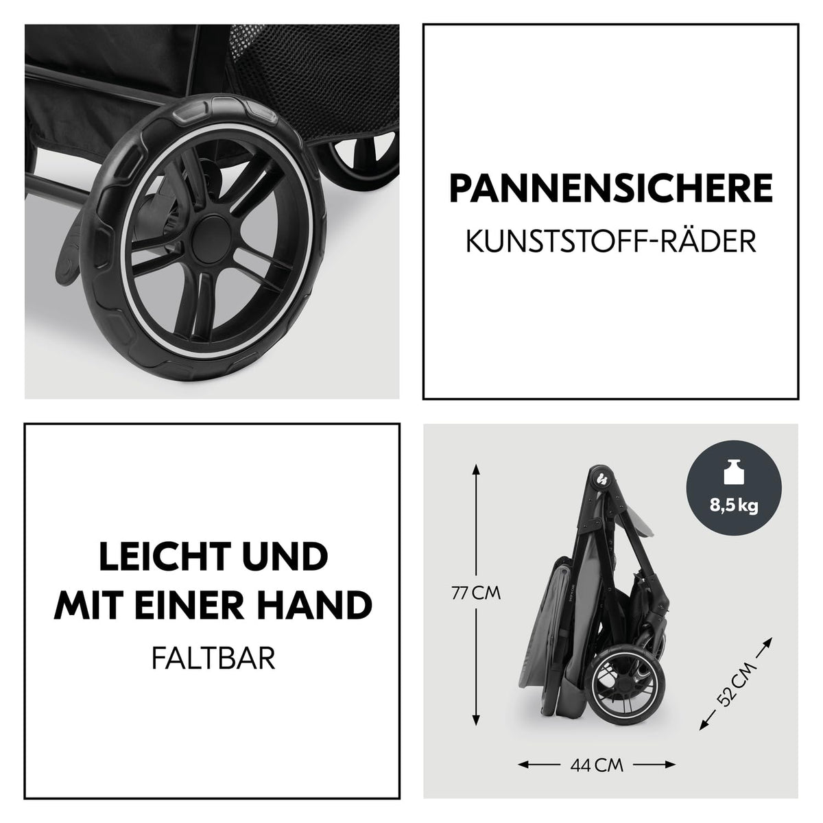 Hauck Shop N Care 3in1 Trio vankrikomplekt - kergkäru, vankrikorv ja turvahäll (Grey)