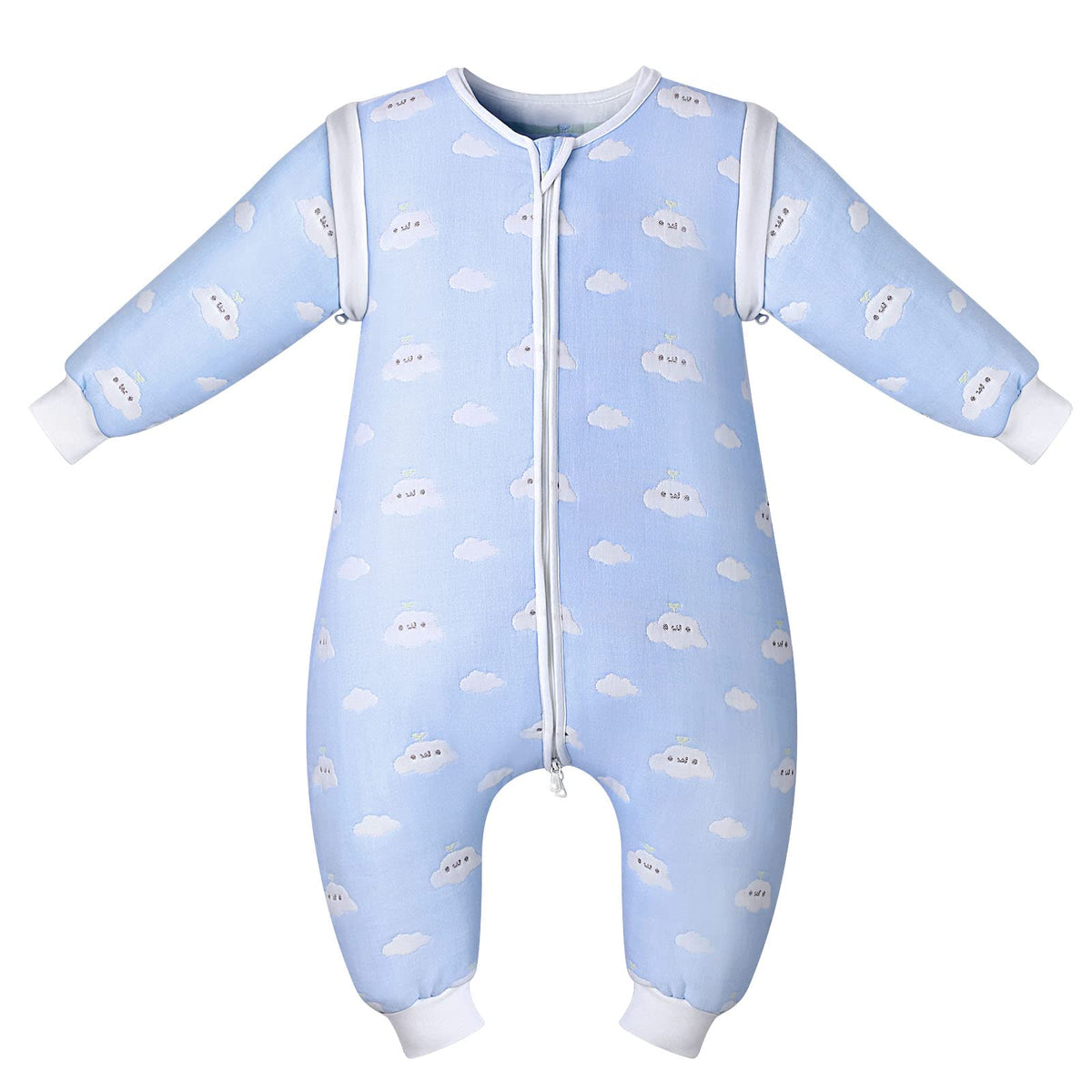 Lictin baby sleeping bag, TOG 2.0, with removable sleeves, 80 cm, light blue cloud pattern