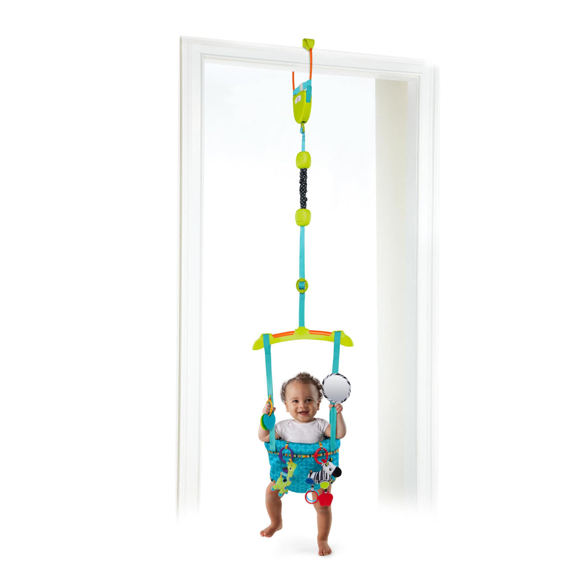 Bright Starts Bounce 'n Spring Deluxe door bouncer for baby, with toys