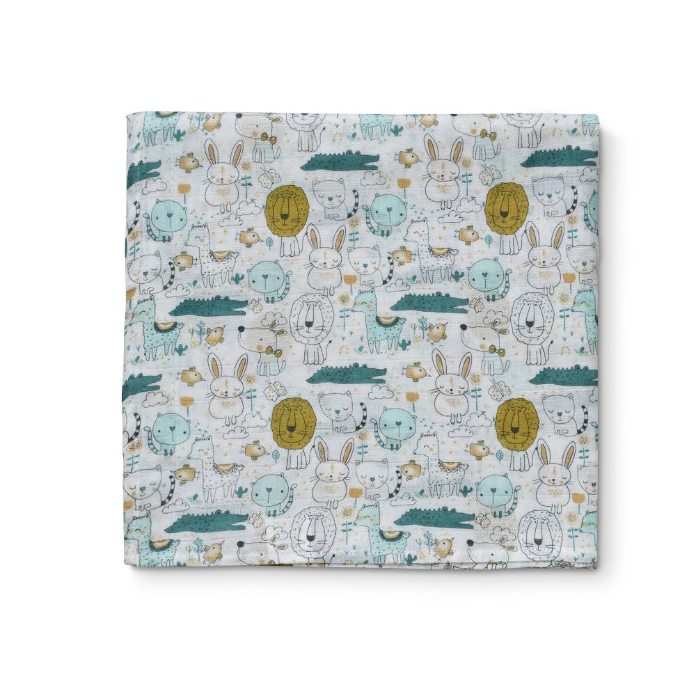 Interbaby bamboo muslin blanket for babies, 120 × 120 cm, 3 pcs, animals