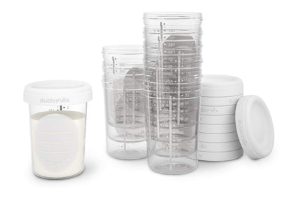 Suavinex storage containers set of 10 pcs, 200 ml, transparent/white