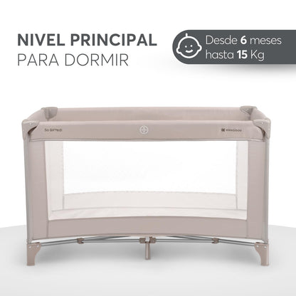 KikkaBoo SO Gifted travel cot, foldable, 120 × 60 cm, beige