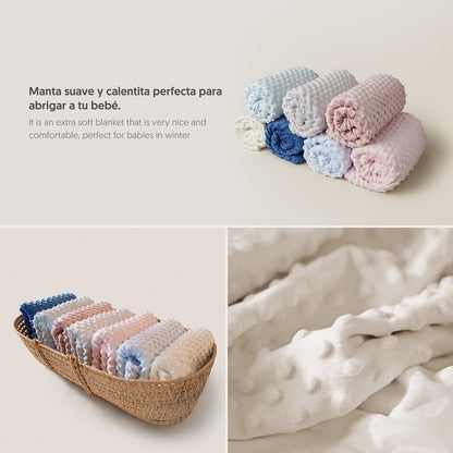 Interbaby baby blanket and teddy bear set, 80 × 110 cm, cream