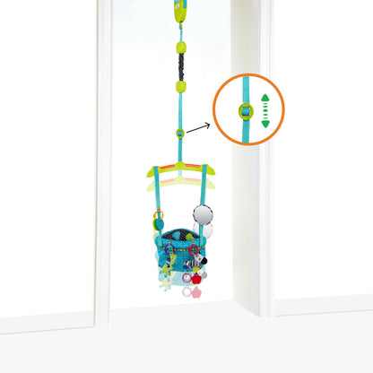 Bright Starts Bounce 'n Spring Deluxe door bouncer for baby, with toys