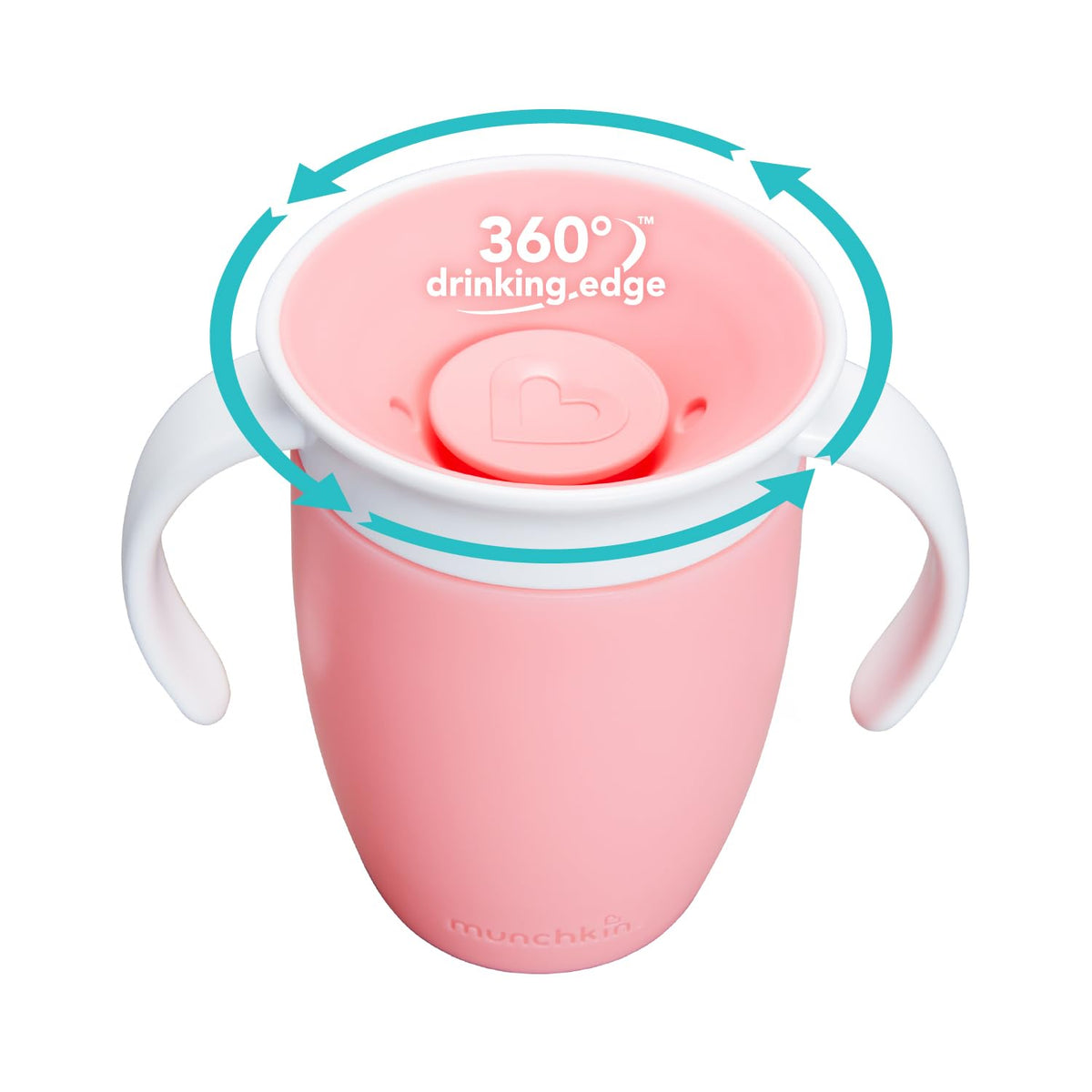 Munchkin Miracle 360° harjutustass sangadega, roosa, 207 ml
