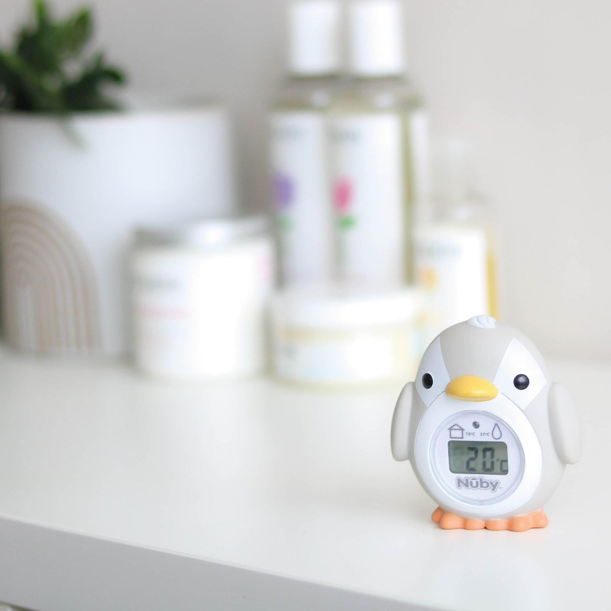 Nuby pingviiniga beebivanni- ja toatemperatuurinäidik, hall